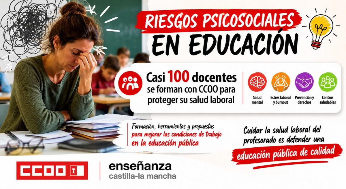 Alta participación en el curso de CCOO sobre riesgos psicosociales y bienestar docente