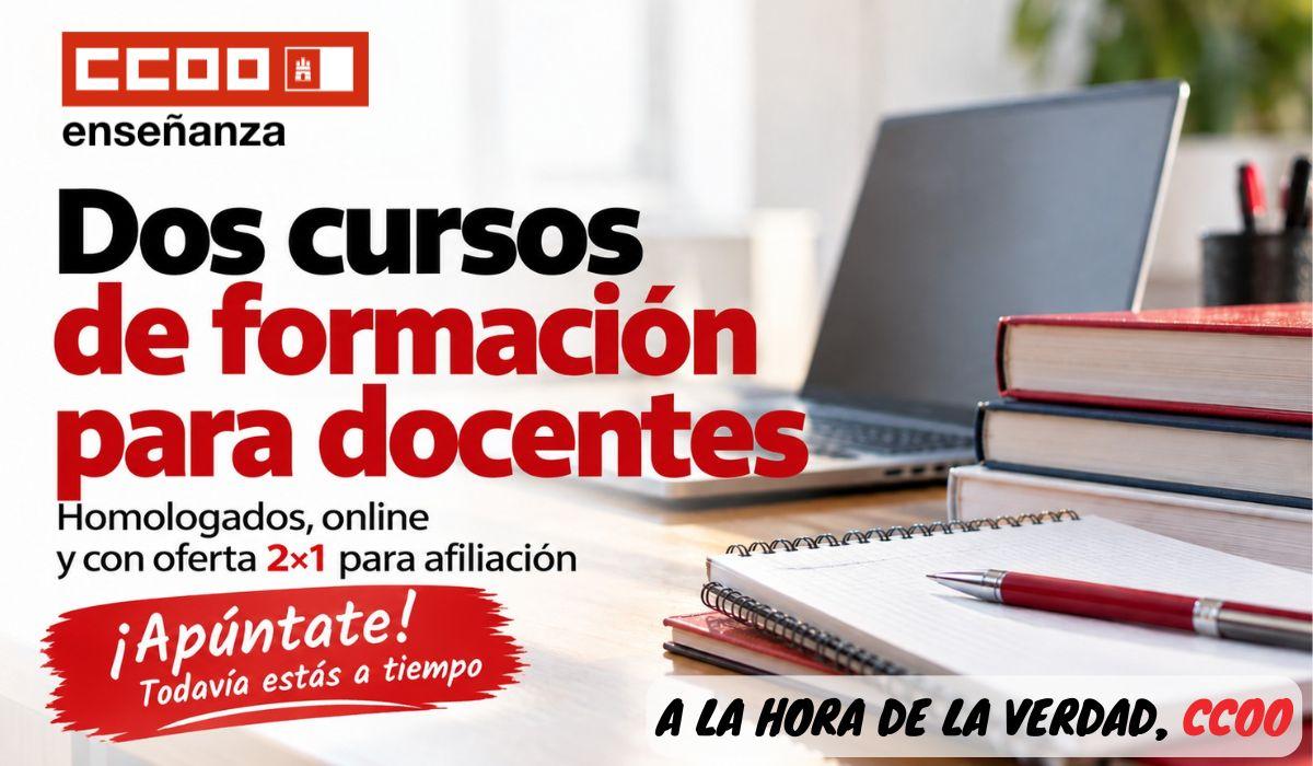 Inscripción abierta en dos cursos homologados de CCOO sobre programación didáctica y derechos del profesorado