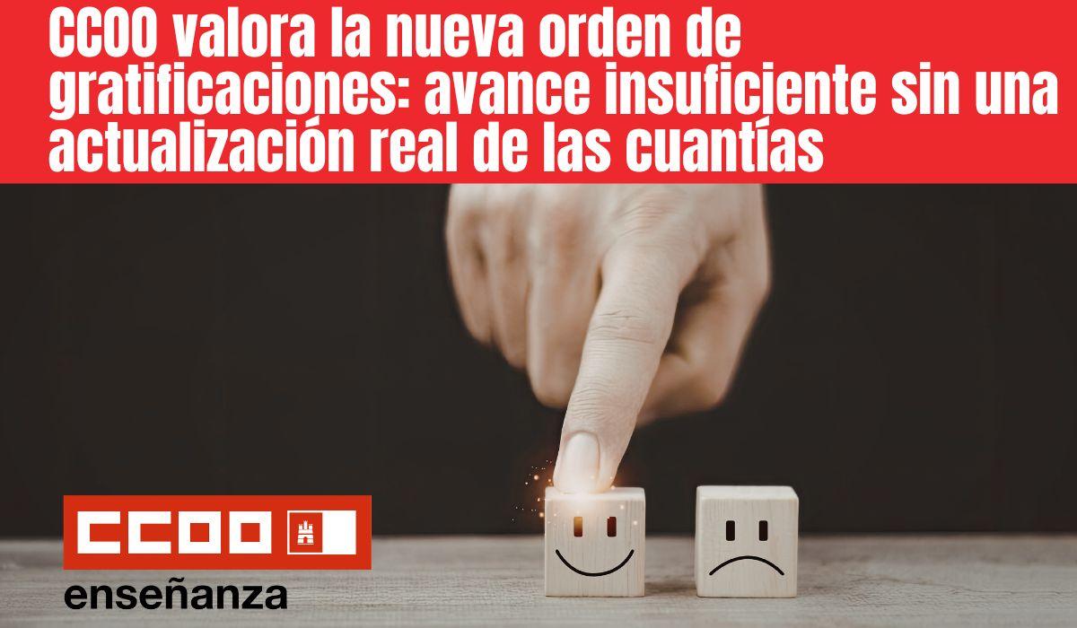 CCOO valora la nueva orden de gratificaciones: avance insuficiente sin una actualización real de las cuantías