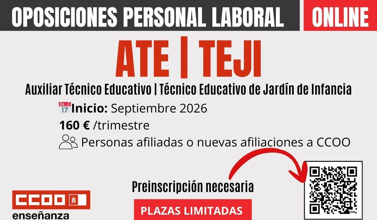 CCOO abre preinscripción para la preparación de oposiciones de personal laboral (ATE y TEJI)