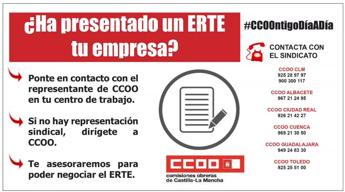 Si tu empresa presenta un ERTE contacta con CCOO CLM