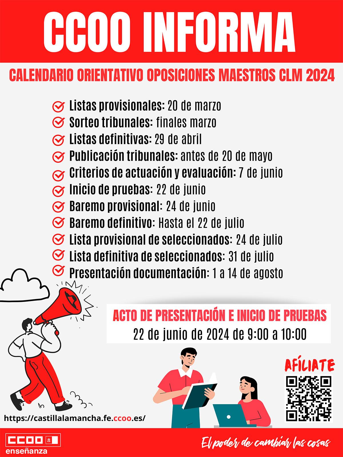 Calendario oposiciones maestros clm
