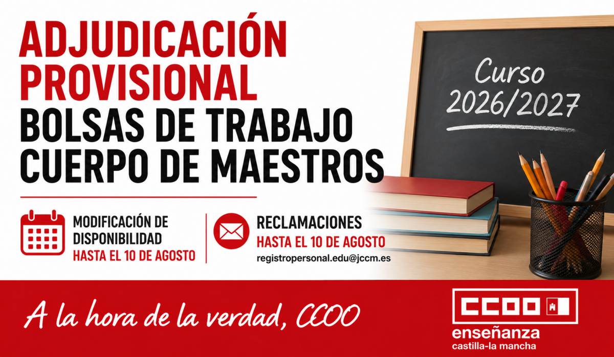 Publicada la adjudicación provisional de inicio de curso para las bolsas de trabajo del Cuerpo de Maestros