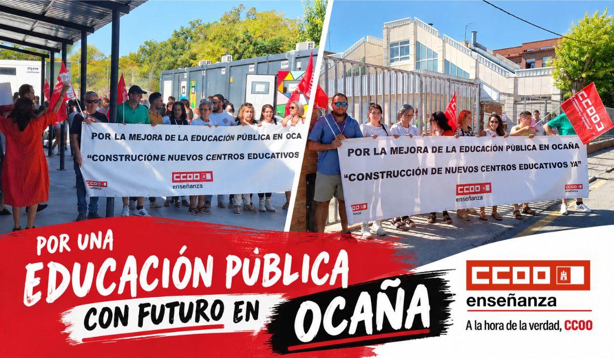 CCOO vuelve a movilizarse en Ocaña: cuatro meses después, los problemas de espacio en los centros educativos se agravan