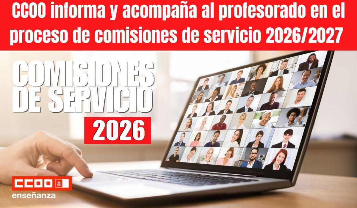 CCOO informa y acompaña al profesorado en el proceso de comisiones de servicio 2026/2027 tras una asamblea regional con alta participación