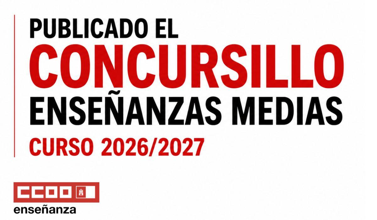 Publicado el concursillo de ENSEÑANZAS MEDIAS para el curso 2026/2027