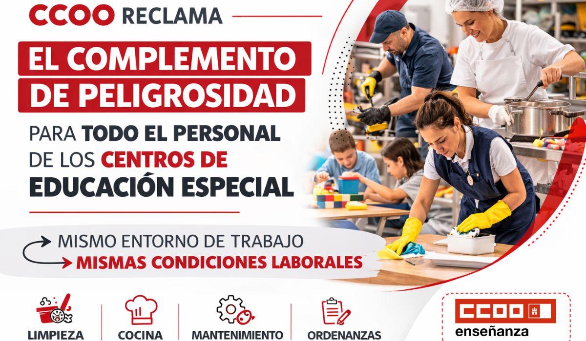 CCOO exige el reconocimiento del complemento de peligrosidad para todo el personal que trabaja en centros de educación especial