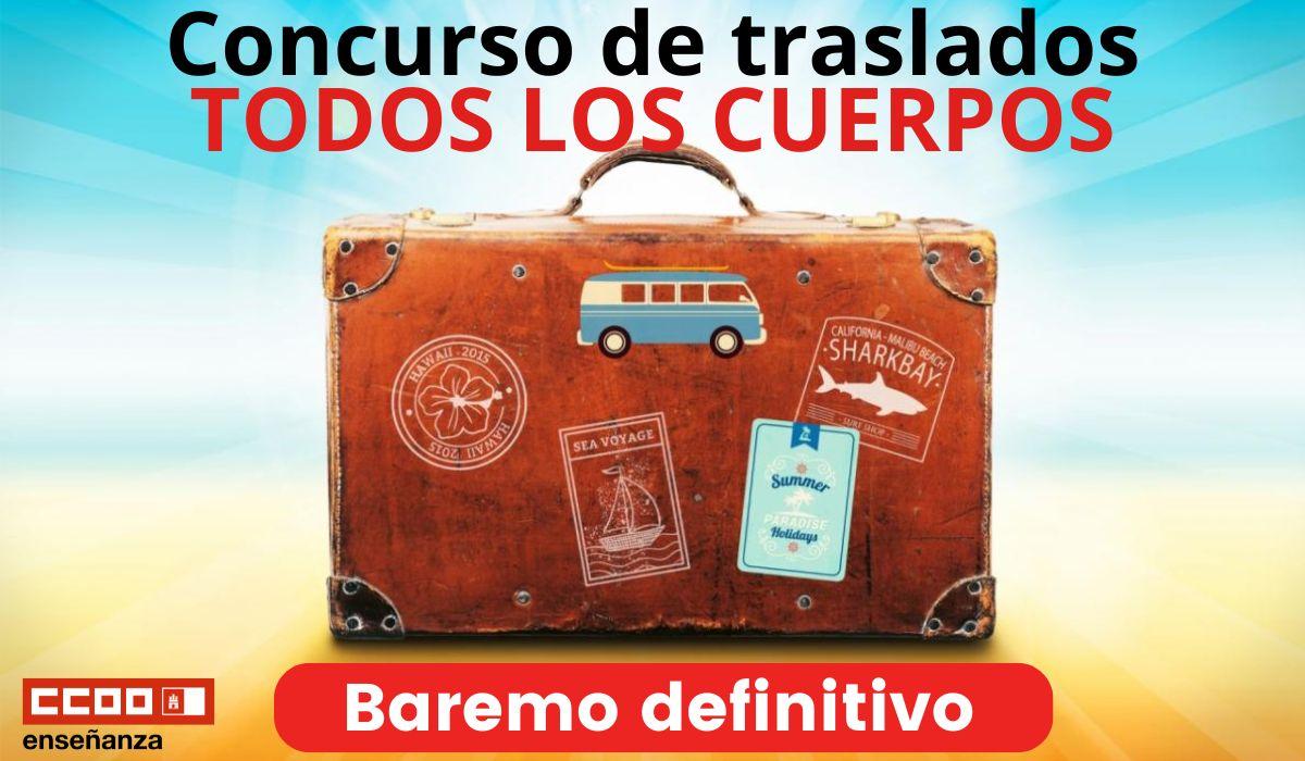 CONCURSO DE TRASLADOS 2025/26: Publicado el baremo DEFINITIVO de concurso y concursillo de todos los cuerpos