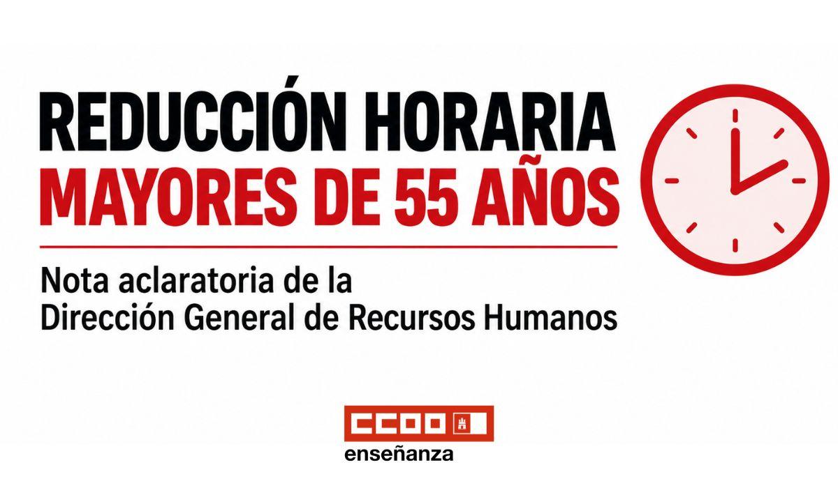 La Consejería envía una nota aclaratoria sobre cómo debe aplicarse la reducción horaria para docentes mayores de 55 años