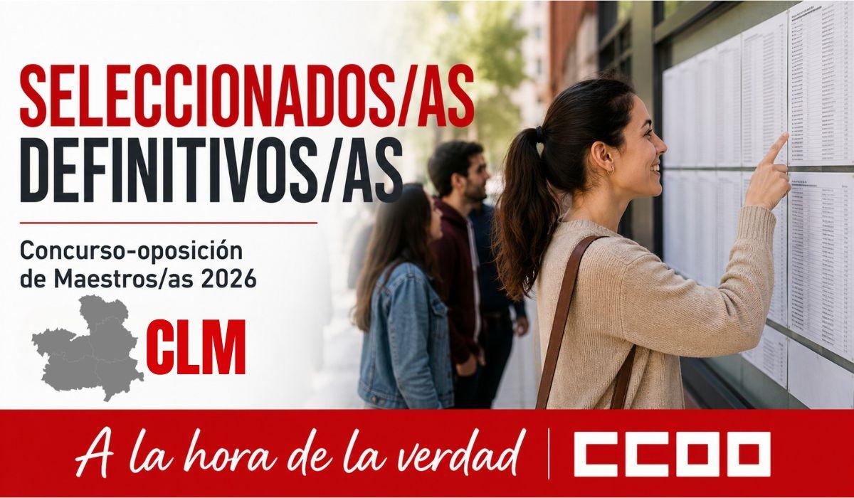 Publicados los listados definitivos de personas seleccionadas del concurso-oposición de Maestros 2026