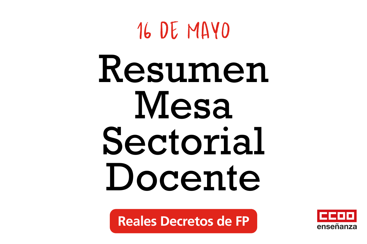 Resumen de la Mesa Sectorial de 16 de mayo sobre RD de FP