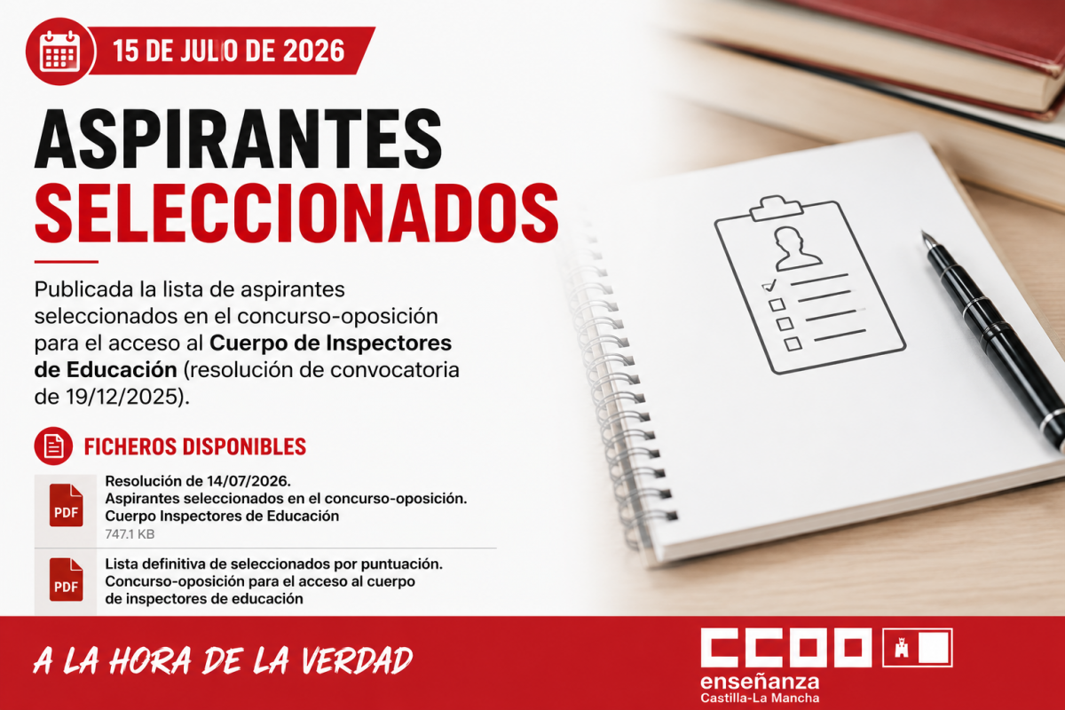 Publicada la relación definitiva de personas seleccionadas para el acceso al Cuerpo de Inspectores de Educación