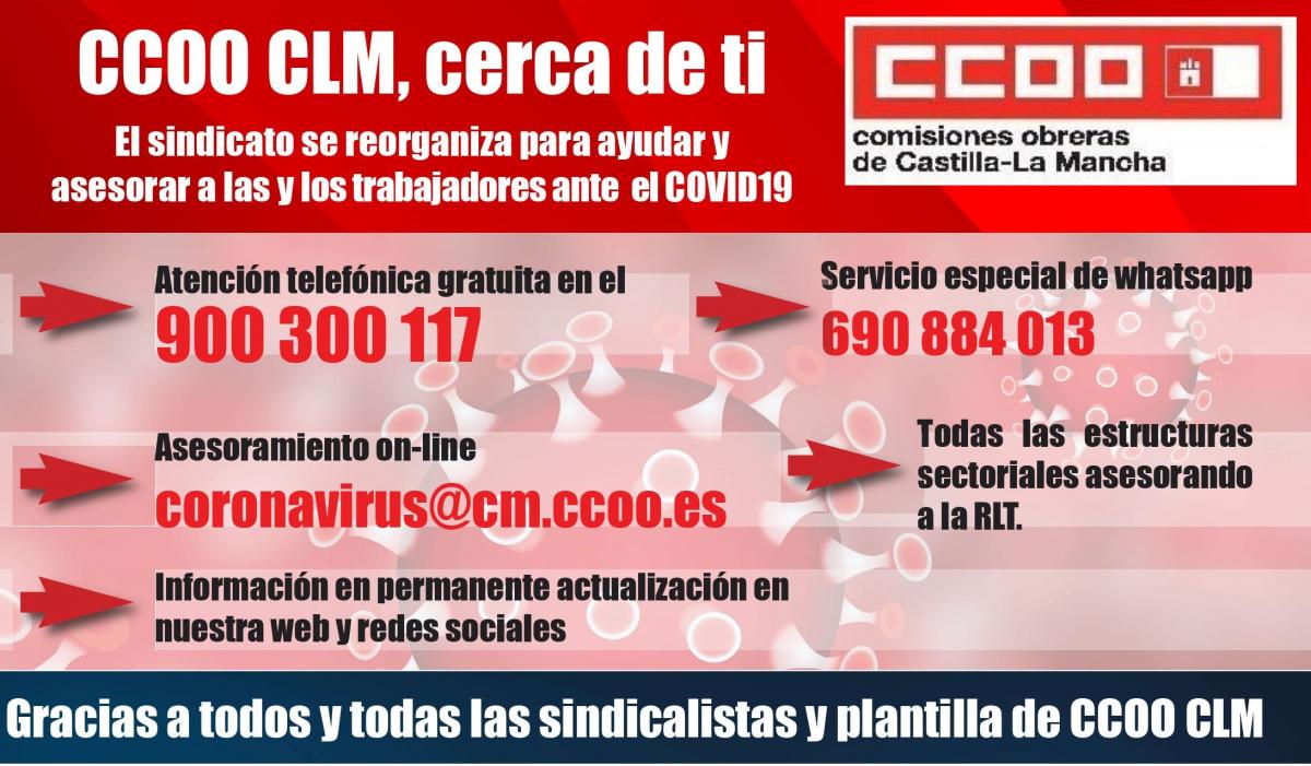 Asesoramiento laboral CCOO CLM ante el Covid-19