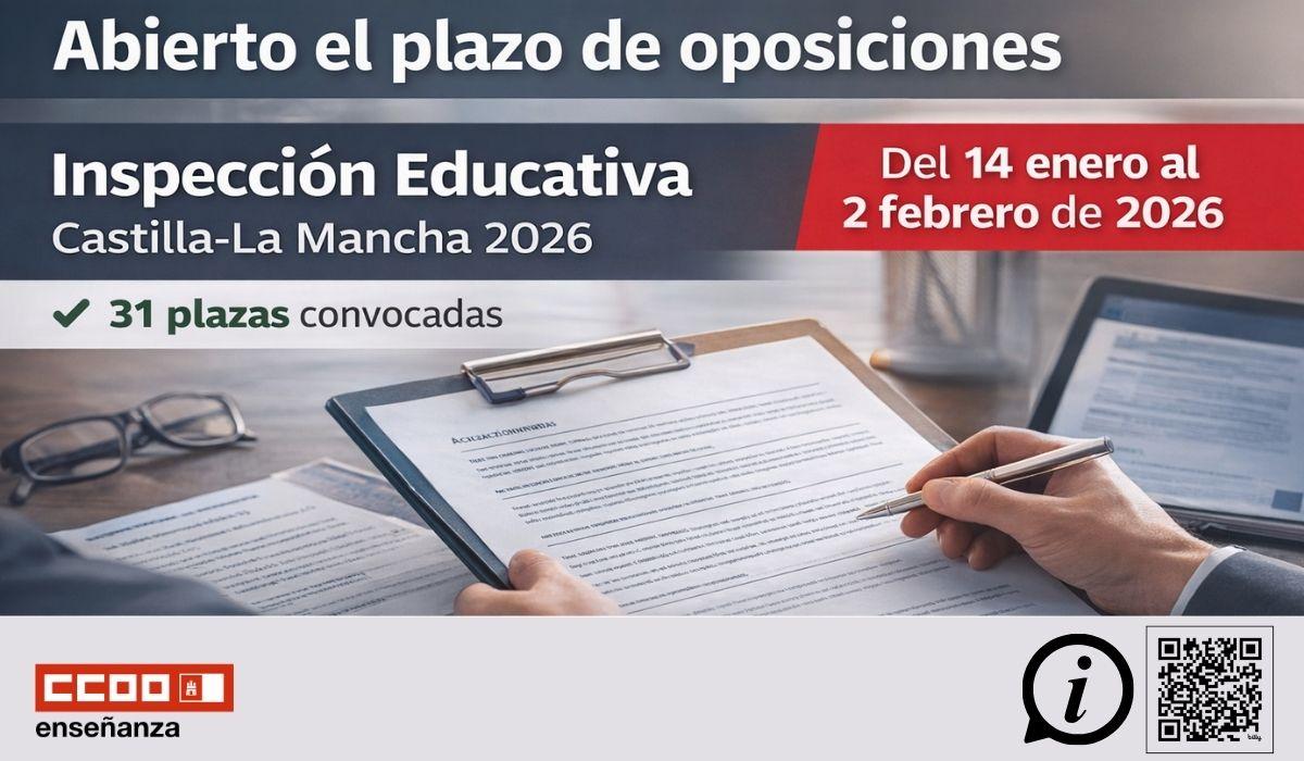 Abierto el plazo de inscripción en las oposiciones de Inspección Educativa en Castilla-La Mancha 2026