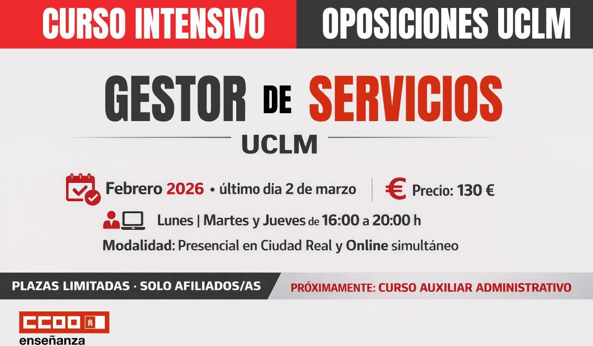 UCLM | Curso intensivo de preparación de oposiciones para Gestor de Servicios
