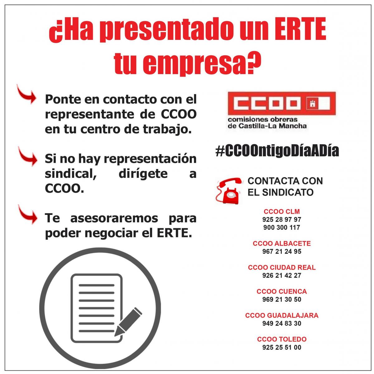 Si tu empresa presenta un ERTE, contacta con el sindicato