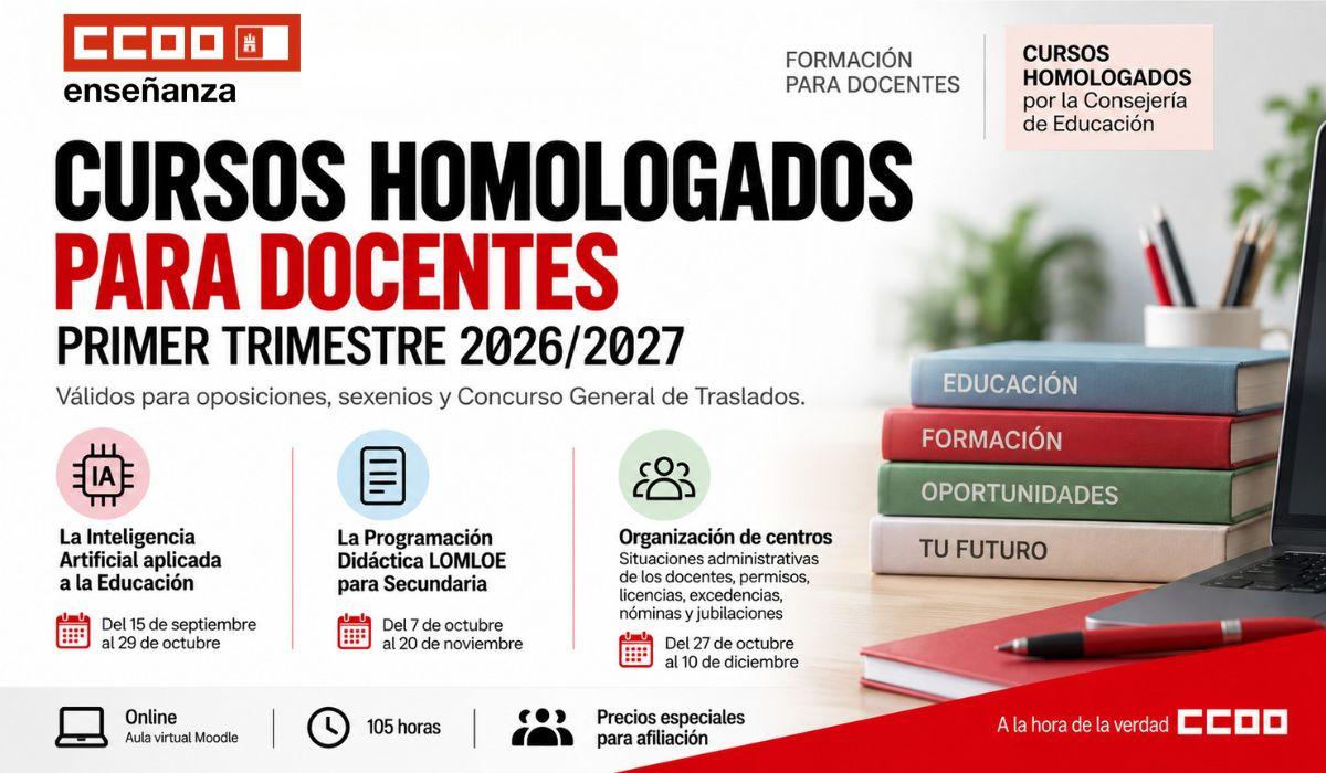 Apúntate a los cursos homologados de CCOO para este primer trimestre: comenzamos el 15 de septiembre