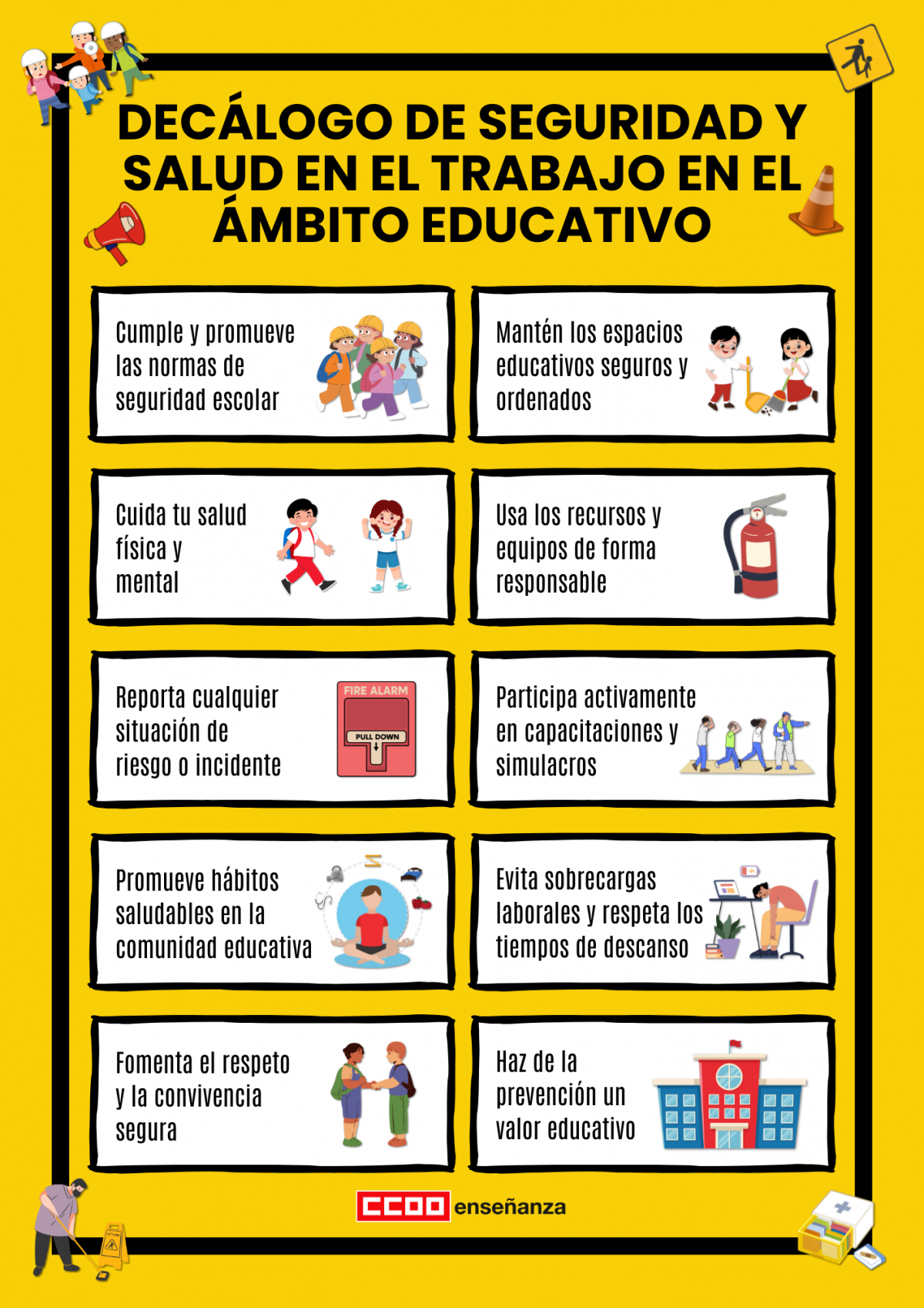 Decálogo de Seguridad y Salud en el Trabajo en el ámbito educativo