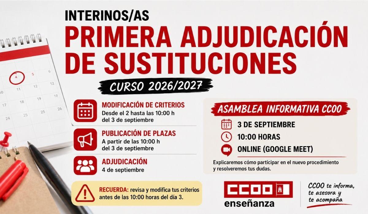 El día 4 será la primera adjudicación de sustituciones del curso