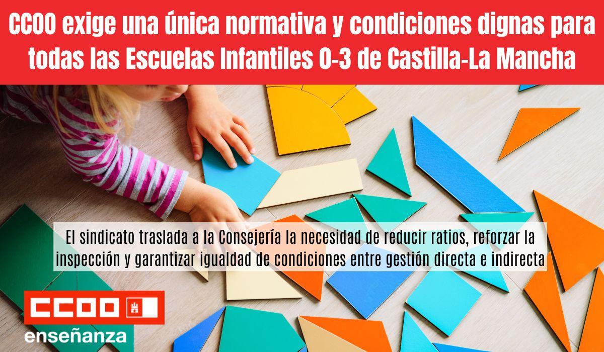 CCOO exige una única normativa y condiciones dignas para todas las Escuelas Infantiles 0-3 de Castilla-La Mancha