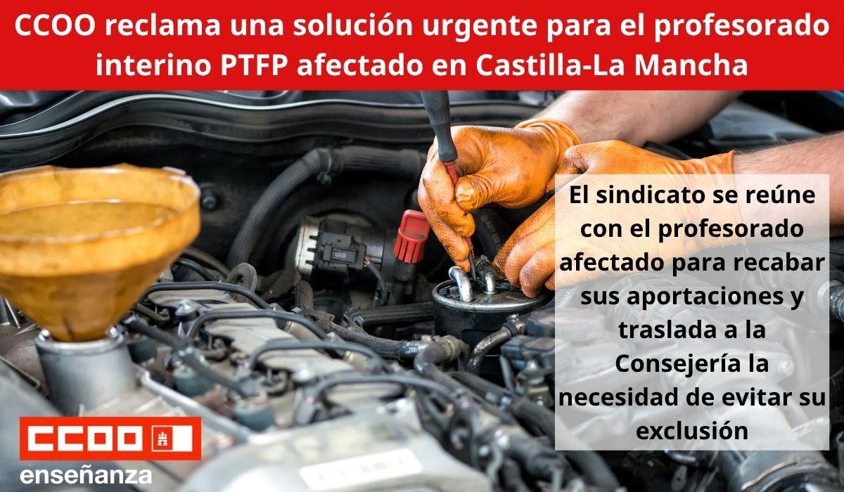 CCOO reclama una solución urgente para el profesorado interino PTFP afectado en Castilla-La Mancha