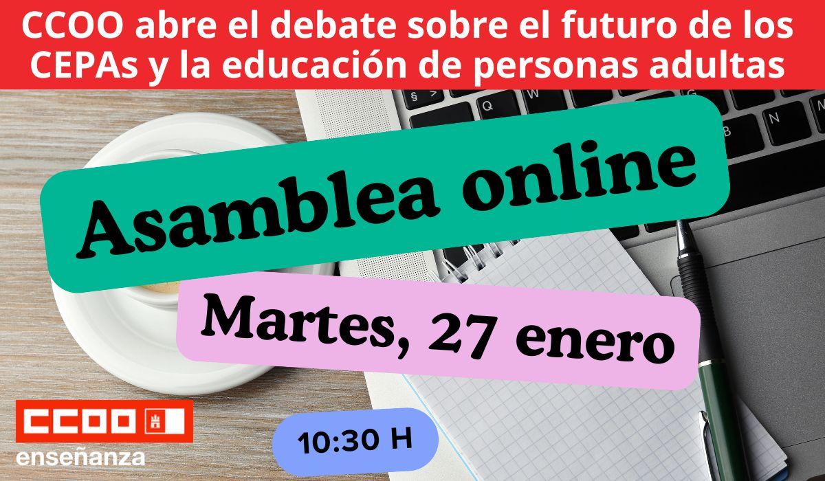 CCOO convoca una asamblea online sobre la situación de los CEPAs y las nuevas modificaciones normativas