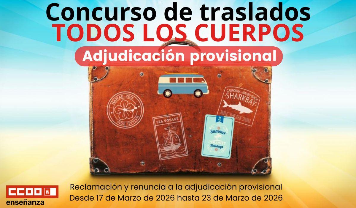 Concurso de Traslados: Adjudicación provisional del cuerpo de MAESTROS/AS y EEMM